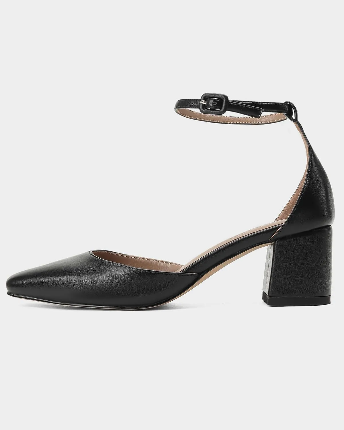 MUCCCUTE Heels for Women Closed Toe Pumps - Chunky Low Heel Block Square Toe Ankle Strap Heels Ladies Business Office Dressy Dress Pumps