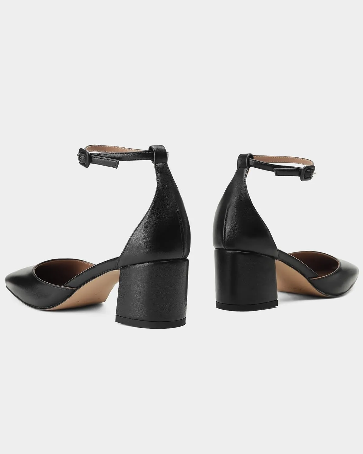 MUCCCUTE Heels for Women Closed Toe Pumps - Chunky Low Heel Block Square Toe Ankle Strap Heels Ladies Business Office Dressy Dress Pumps