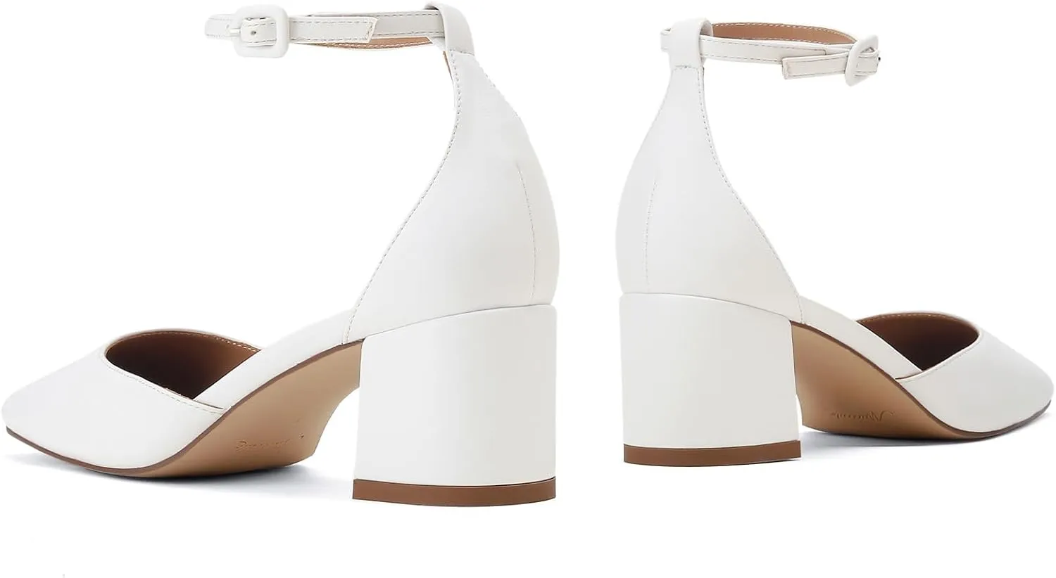 MUCCCUTE Heels for Women Closed Toe Pumps - Chunky Low Heel Block Square Toe Ankle Strap Heels Ladies Business Office Dressy Dress Pumps