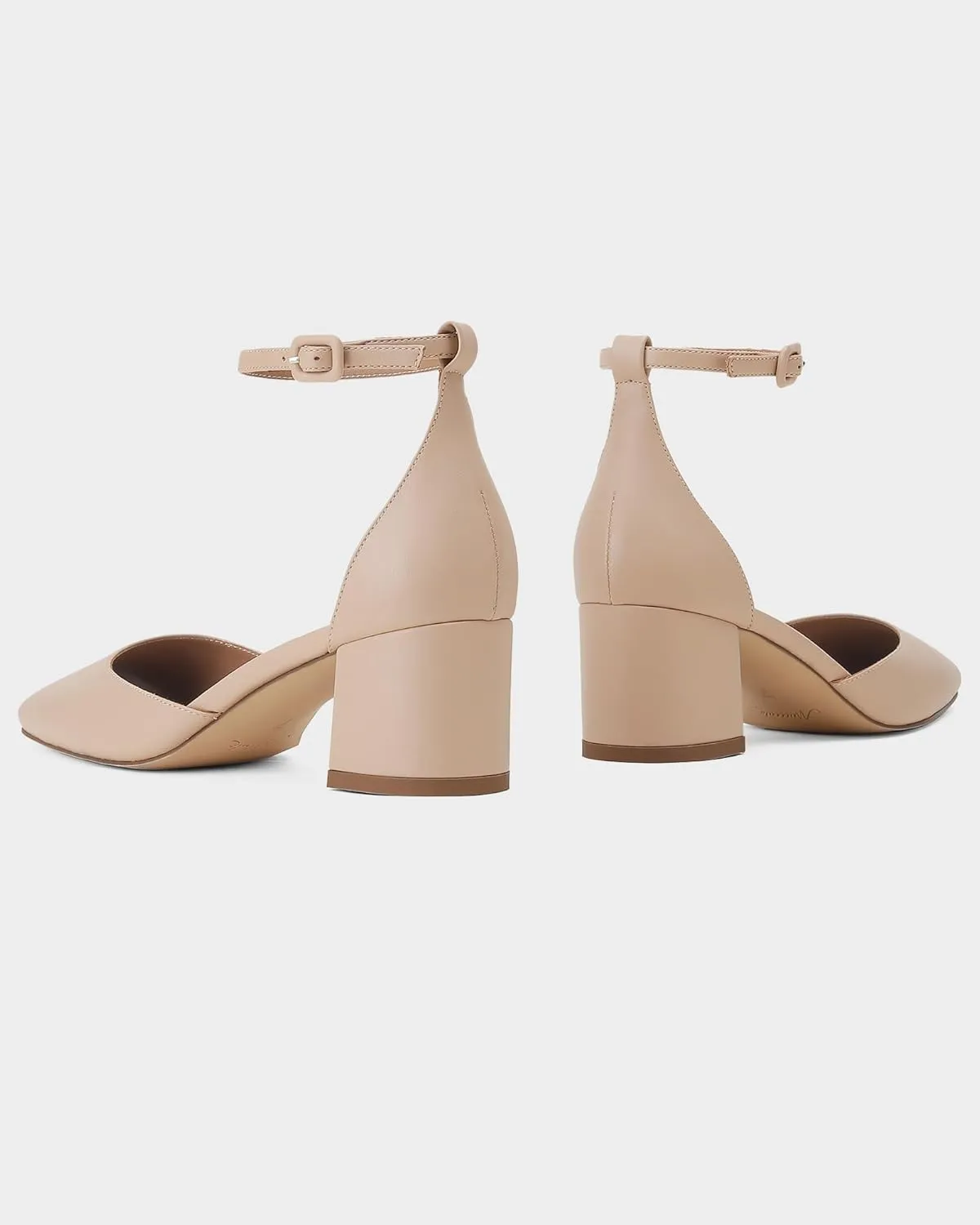 MUCCCUTE Heels for Women Closed Toe Pumps - Chunky Low Heel Block Square Toe Ankle Strap Heels Ladies Business Office Dressy Dress Pumps