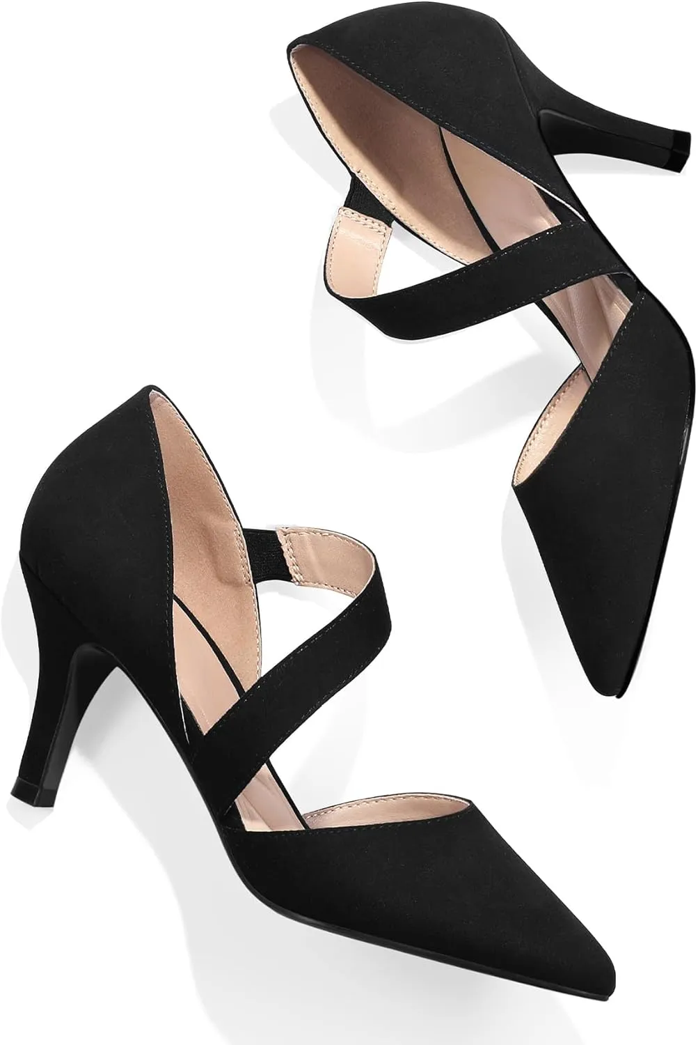 mysoft Women's Pointed Toe Low Stiletto Heel Dress Pumps Shoes - Available in Wide Sizes