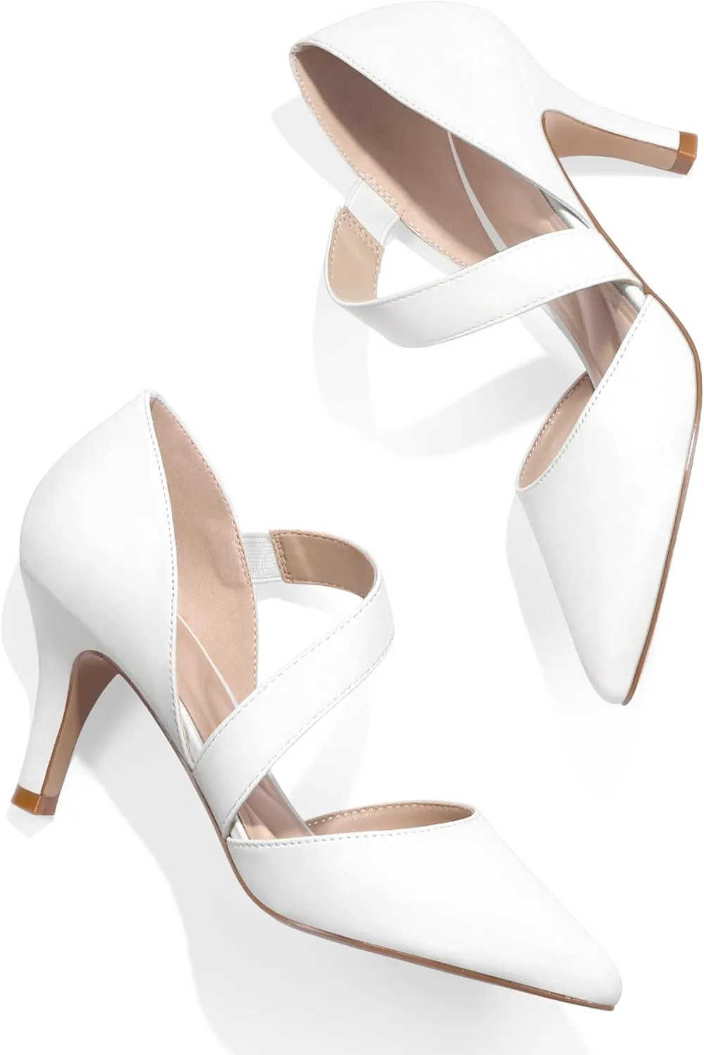 mysoft Women's Pointed Toe Low Stiletto Heel Dress Pumps Shoes - Available in Wide Sizes