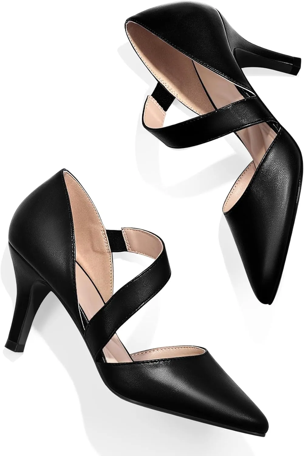 mysoft Women's Pointed Toe Low Stiletto Heel Dress Pumps Shoes - Available in Wide Sizes