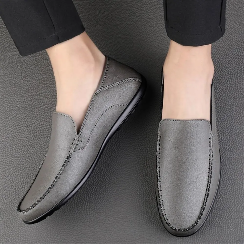 Non Slip Sole Lightweight Loafers Casual Events Slip On Shoes Genuine Leather Comfortable Walking Shoes for Men