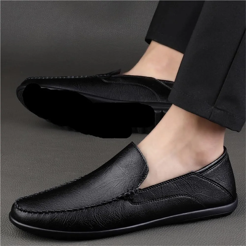 Non Slip Sole Lightweight Loafers Casual Events Slip On Shoes Genuine Leather Comfortable Walking Shoes for Men