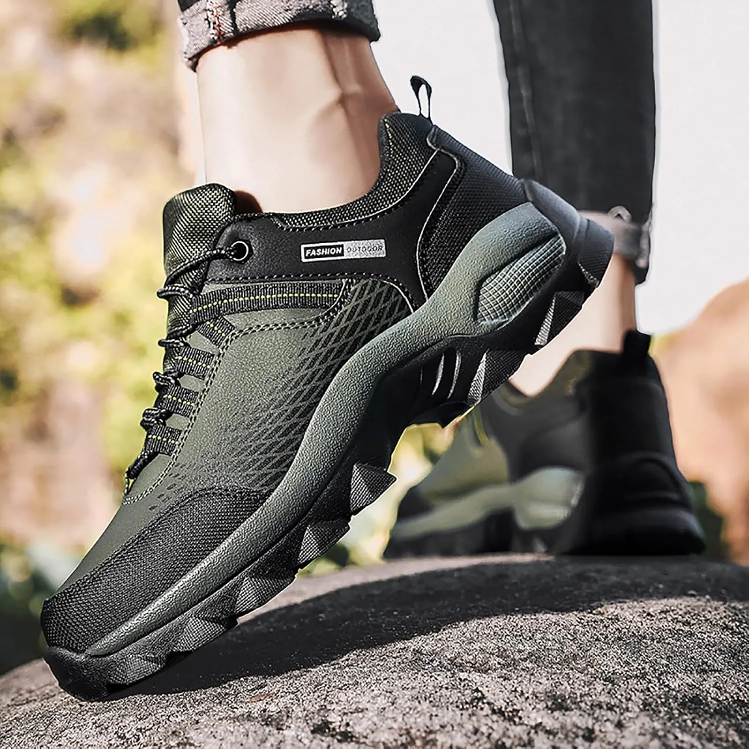 Non Slip Work Shoes for Men Walking Sneakers Comfortable Leather Casual Athletic Tennis Shoes Sneaker Men