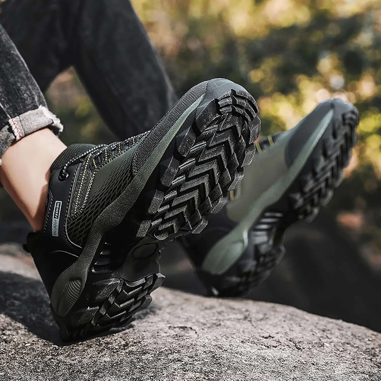Non Slip Work Shoes for Men Walking Sneakers Comfortable Leather Casual Athletic Tennis Shoes Sneaker Men