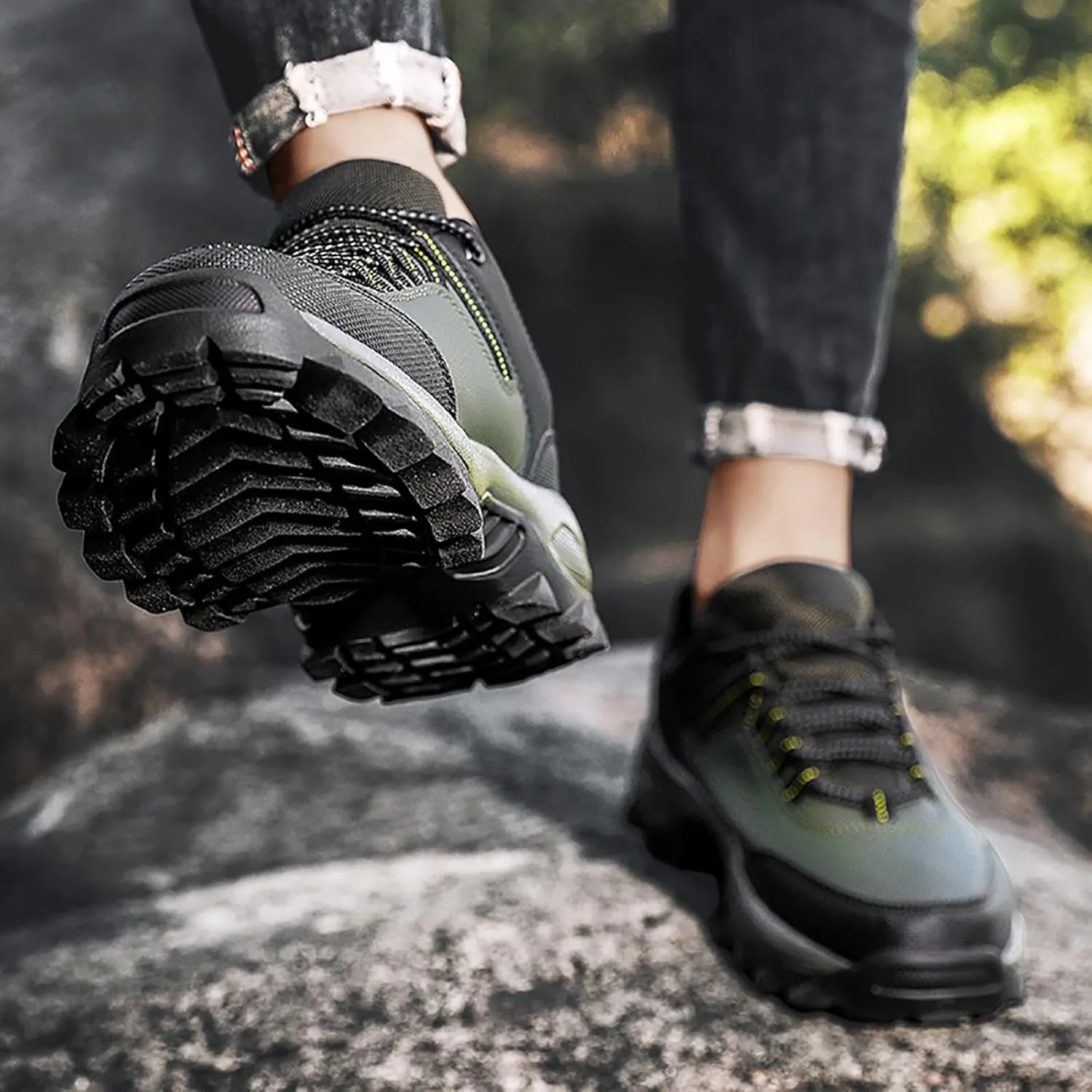Non Slip Work Shoes for Men Walking Sneakers Comfortable Leather Casual Athletic Tennis Shoes Sneaker Men