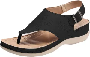 Orthopedic Sandals for Women Arch Support Flat Slipper Platform Wedge Open Toe Soft Comfort Beach Outdoor Walking Shoes Fashion with Wedges Ankle Strap Comfortable Casual Slip On Dressy