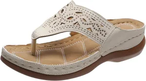 Orthopedic Sandals for Women, Summer Dressy Comfortable Arch Support Wedge 2025 Non Slip Flip Flops Breathable Mesh Hollow Sports Non-Slip New Flip-Flops Casual Open Toe Orthotic Cushion