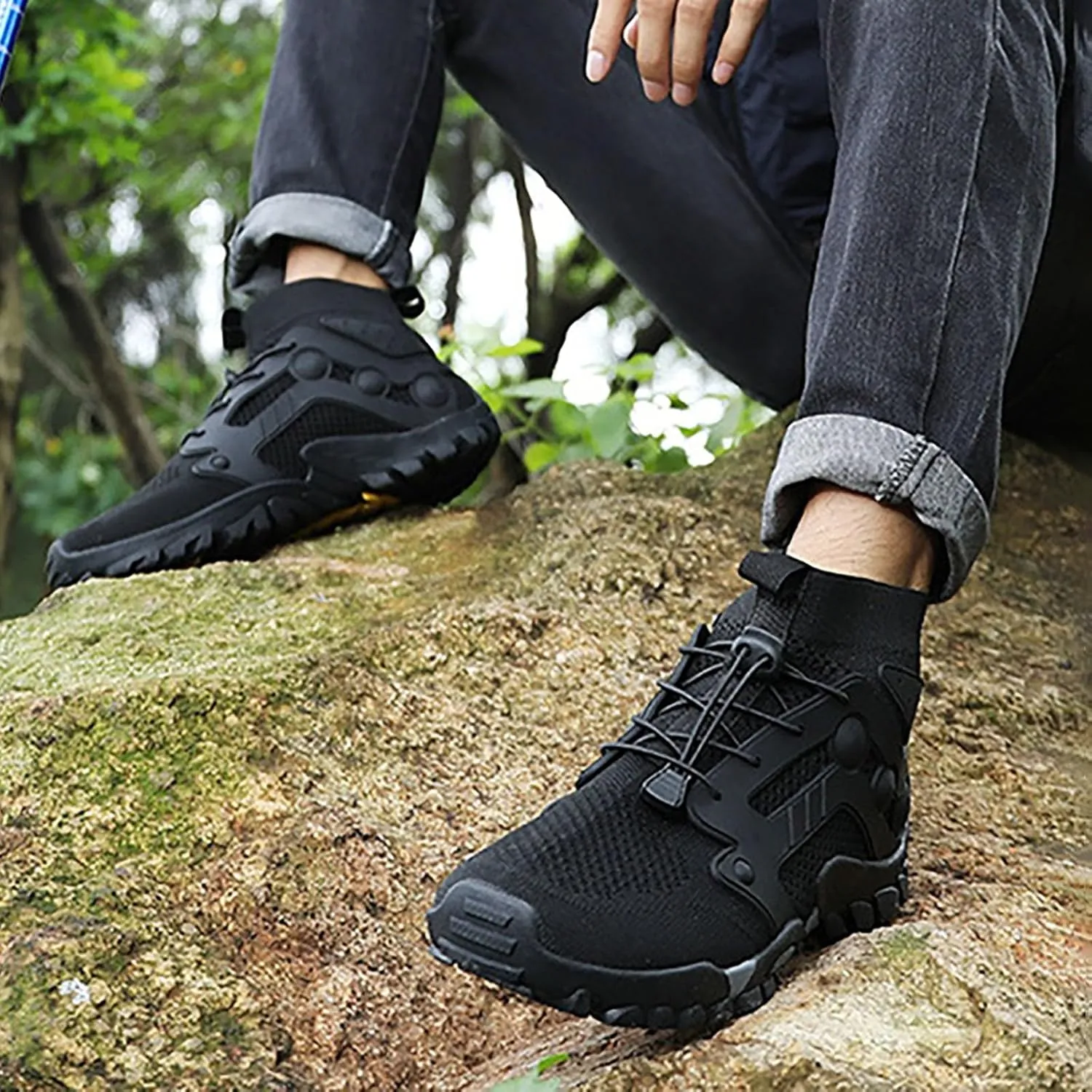 Outdoor Hiking Shoes Men Non Slip Hiking Work Clothes Sports Shoes Swimming Wading Off Road and Mens Sneaker Boot Hiking
