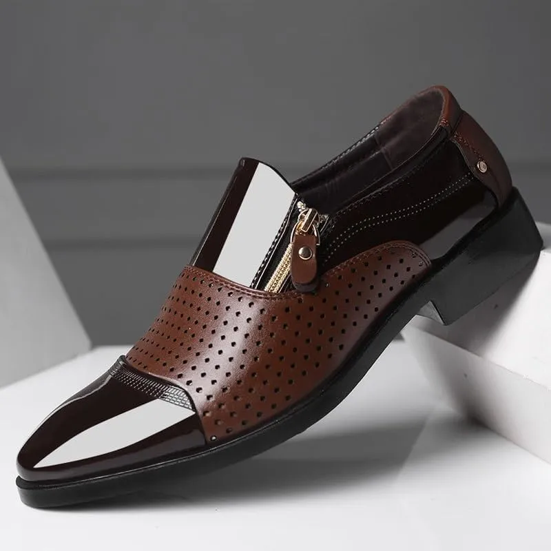 Oxford for Men Breathable Shoes Dress Hollow Leather Low Top Men's Dress Oxford Shoes Classic Formal Business Shoes Wedding for Men