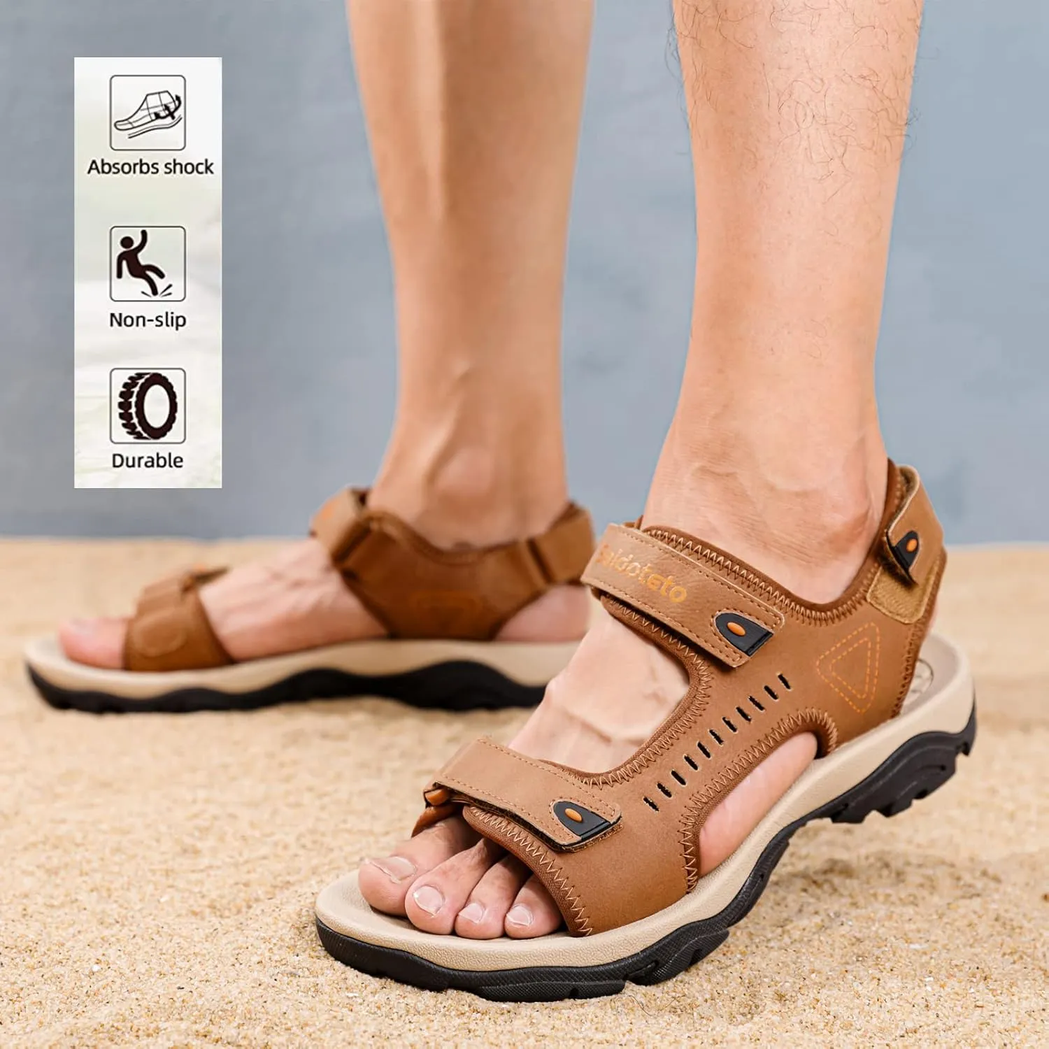 Saidoteto Men's Hiking Sandals with Adjustable Straps,Open Toe Athletic Sport Sandals Outdoor Universal Water Beach Sandals