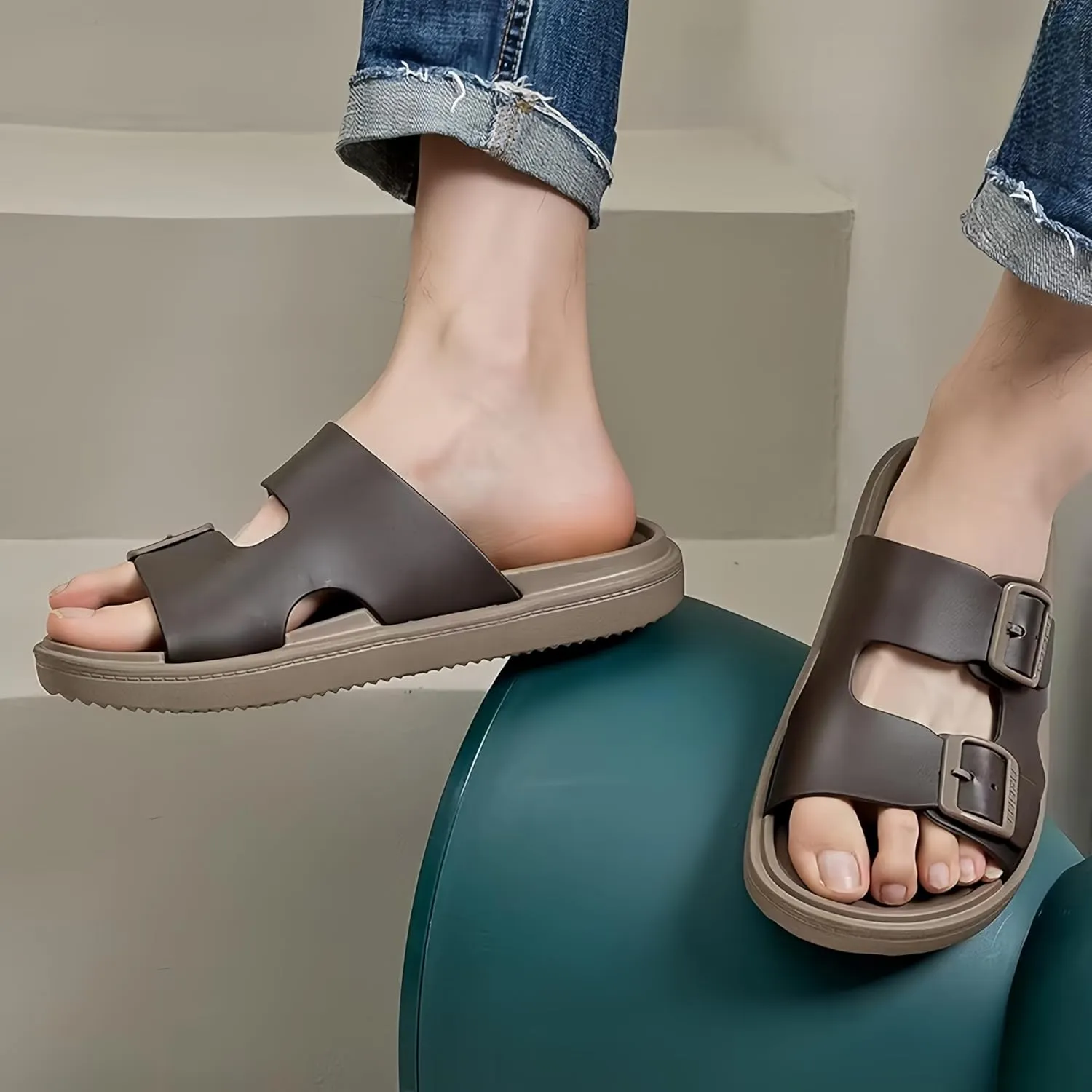 Sandals Men Slippers Slides For Men Flip Flops Beach Shoes Comfort Rebound Non Slip Lightweight Silent