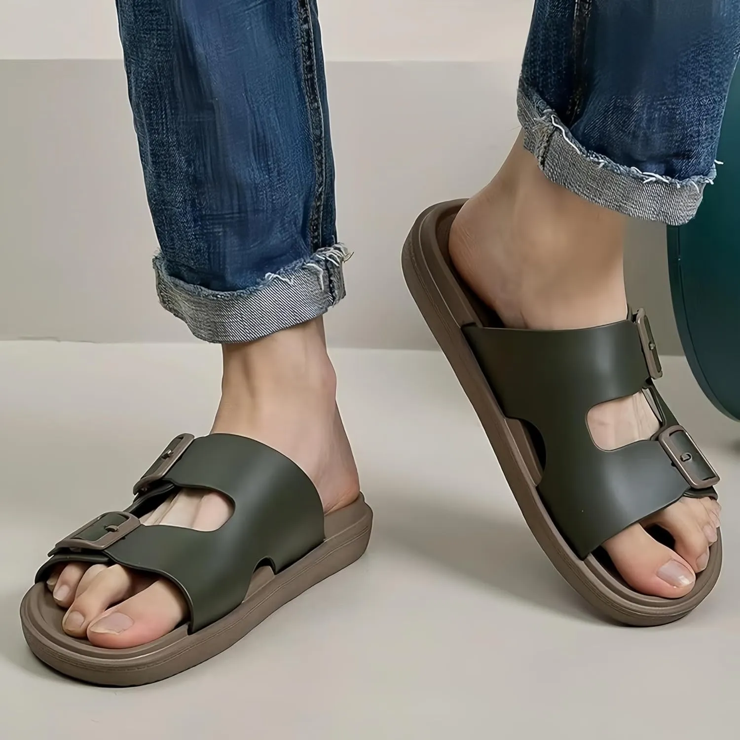 Sandals Men Slippers Slides For Men Flip Flops Beach Shoes Comfort Rebound Non Slip Lightweight Silent