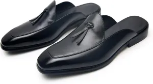 Santimon Men's Mules & Clogs Formal Dress Sandals Loafers Genuine Leather Business Casual Open Back Slippers Outside Slip On Stylish Comfortable Shoes for Men