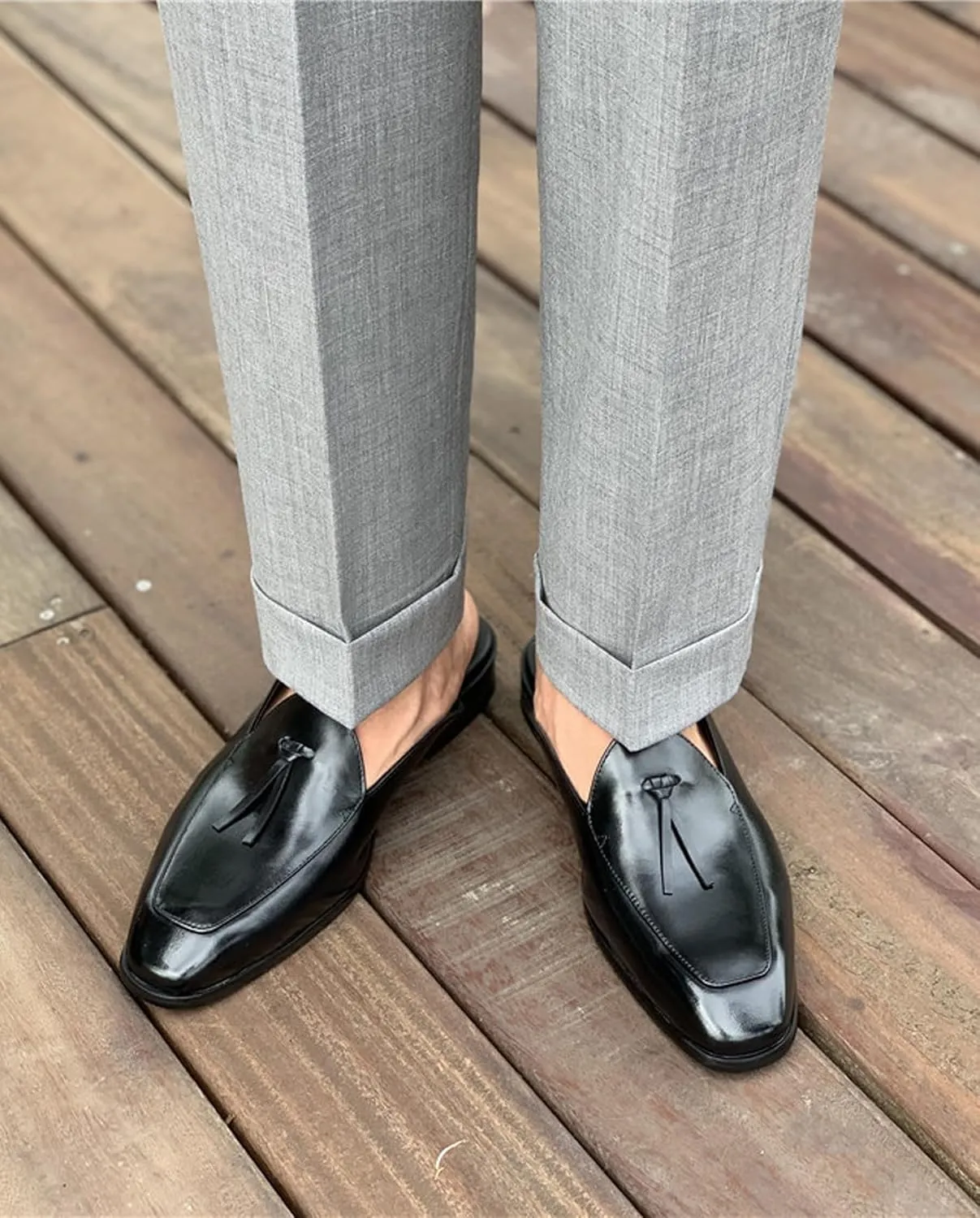 Santimon Men's Mules & Clogs Formal Dress Sandals Loafers Genuine Leather Business Casual Open Back Slippers Outside Slip On Stylish Comfortable Shoes for Men