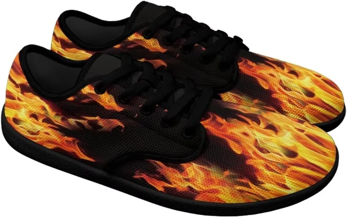 Soccer Flame Print Women's Wide Toe Barefoot Walking Shoes Football Men Breath Casual Travel Walking Shoes