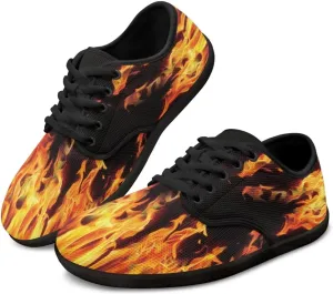 Soccer Flame Print Women's Wide Toe Barefoot Walking Shoes Football Men Breath Casual Travel Walking Shoes