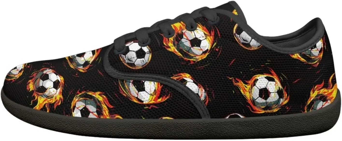 Soccer Flame Print Women's Wide Toe Barefoot Walking Shoes Football Men Breath Casual Travel Walking Shoes
