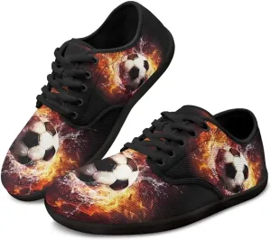 Soccer Flame Print Women's Wide Toe Barefoot Walking Shoes Football Men Breath Casual Travel Walking Shoes