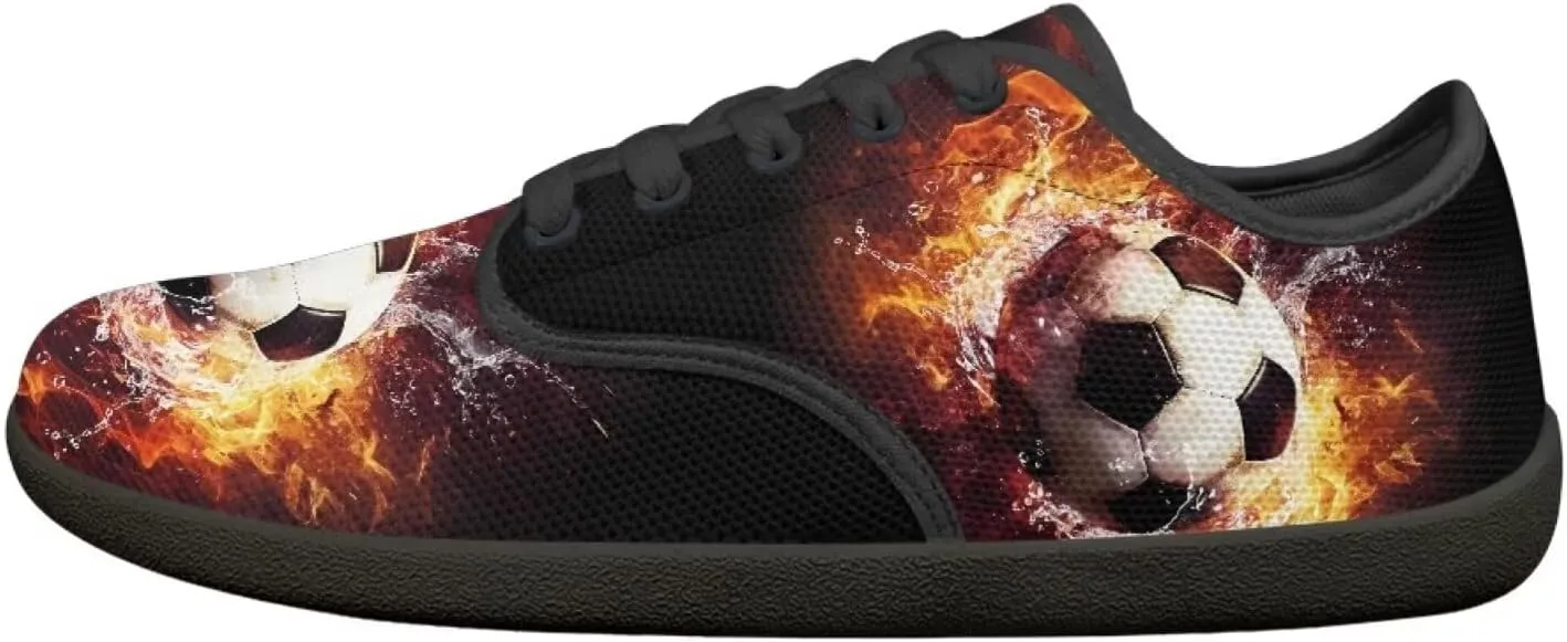Soccer Flame Print Women's Wide Toe Barefoot Walking Shoes Football Men Breath Casual Travel Walking Shoes
