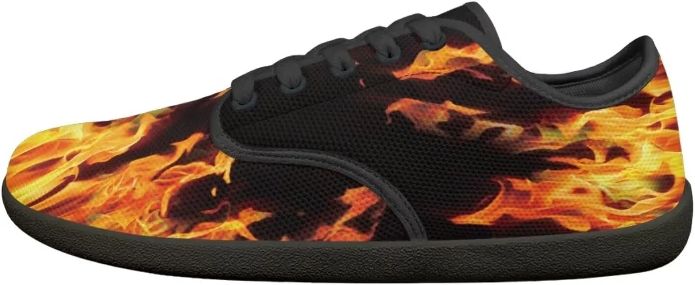 Soccer Flame Print Women's Wide Toe Barefoot Walking Shoes Football Men Breath Casual Travel Walking Shoes