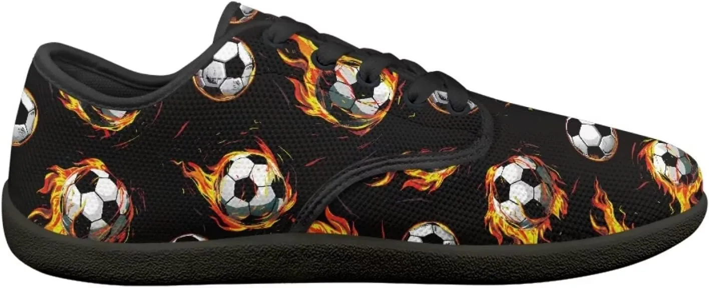 Soccer Flame Print Women's Wide Toe Barefoot Walking Shoes Football Men Breath Casual Travel Walking Shoes
