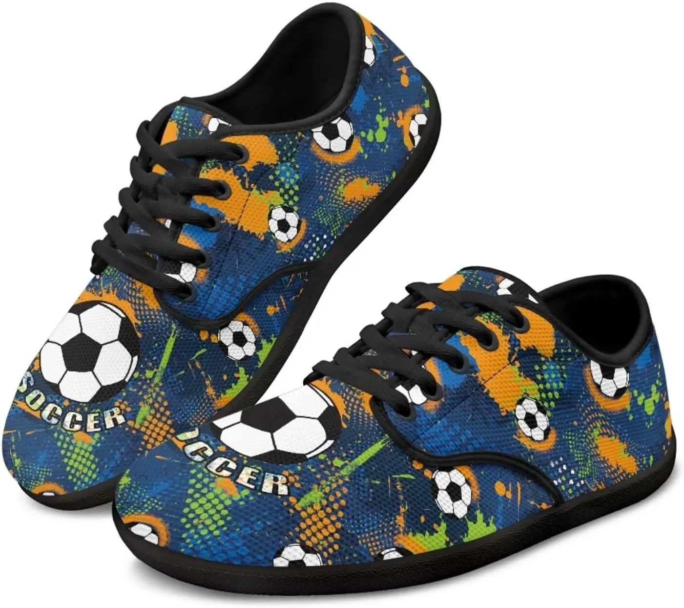 Soccer Flame Print Women's Wide Toe Barefoot Walking Shoes Football Men Breath Casual Travel Walking Shoes