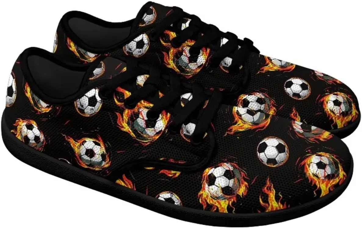 Soccer Flame Print Women's Wide Toe Barefoot Walking Shoes Football Men Breath Casual Travel Walking Shoes