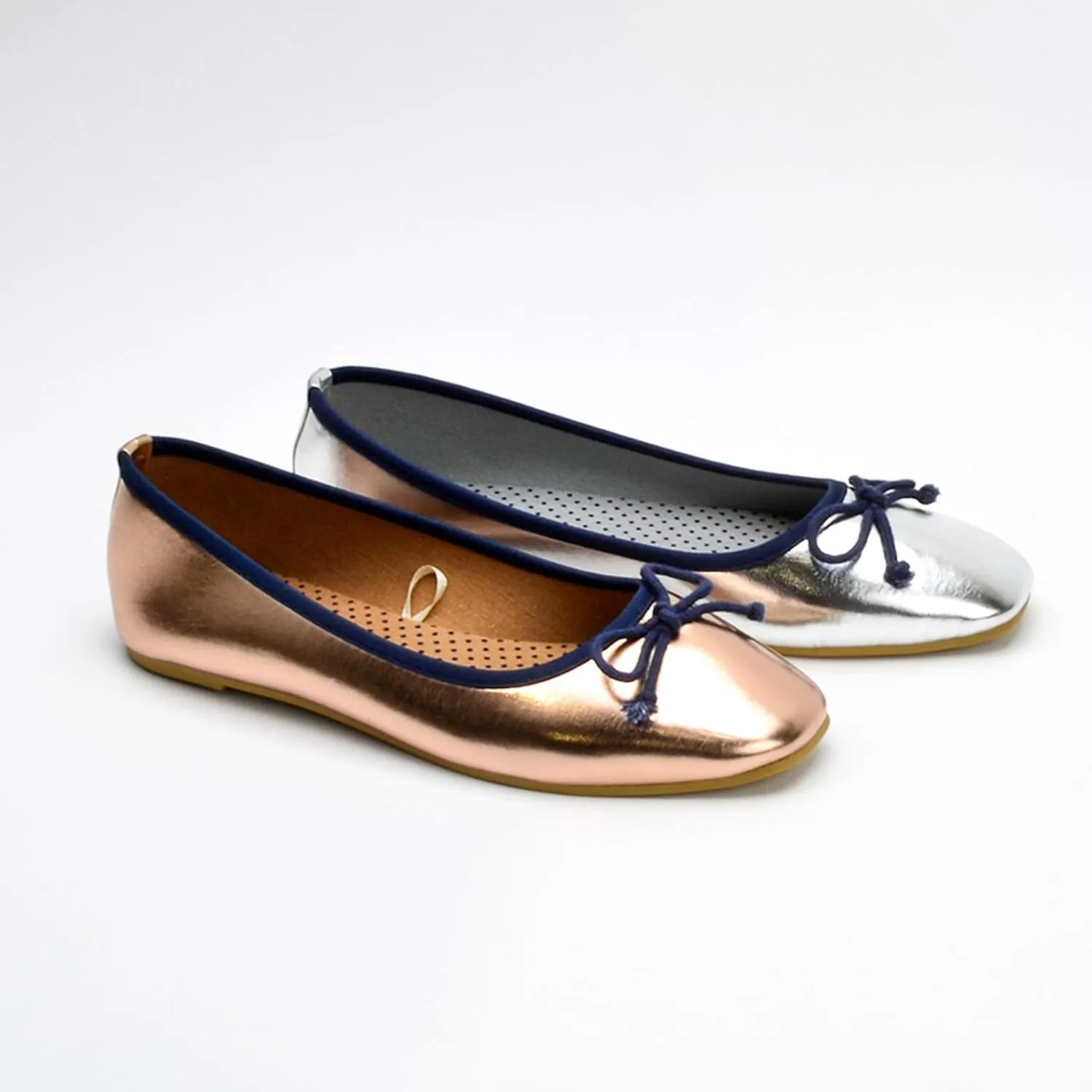 Square Toe Ballet Flats Shoes for Women with Bow Foldable Portable Classic Ballet Flats Casual Comfort Slip on Silver Flats Shoes