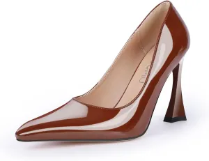 Stiletto Mid Heel for Women Pointed Toe Stiletto Heels Closed Toe Pumps Slip on High Heels 4 inch Dress Pumps