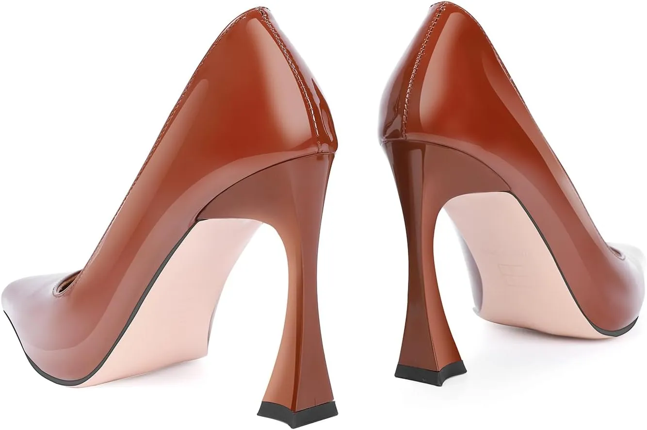 Stiletto Mid Heel for Women Pointed Toe Stiletto Heels Closed Toe Pumps Slip on High Heels 4 inch Dress Pumps