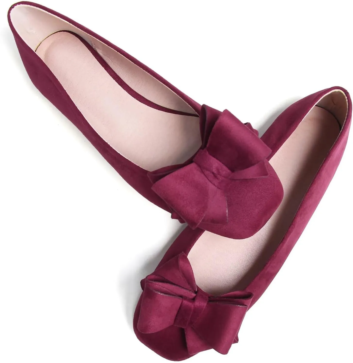 Stunner Womens Bowknot Ballet Flats Square Toe Casual Flats Comfortable Velvet Flats Slip On Work Flats