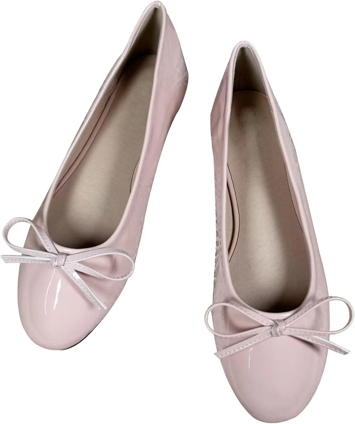 Stunner Women's PU Leather Flats Comfortable Round Toe Bowknot Ballet Flats Fashion Slip On Flats