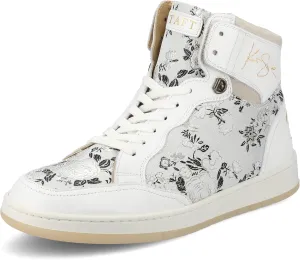TAFT Mens Rapido Genuine Leather High-top Vintage Sneaker Woven Floral Lace-up Cushioned Round Toe Casual Shoe
