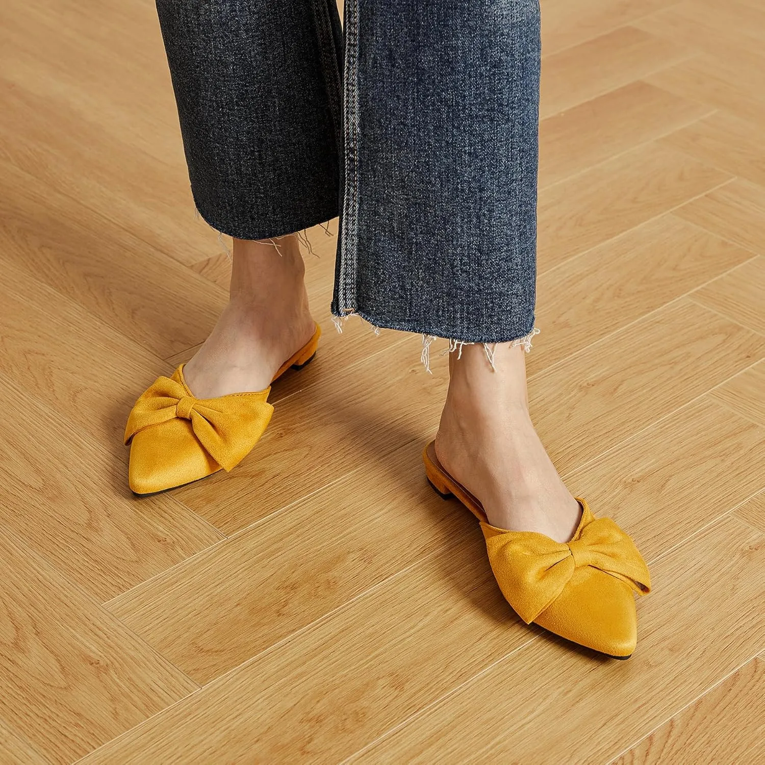 Trary Mules for Women Flats, Pointed Toe Womens Mules with Heels, Black Mules Shoes for Women, Bow Mules Women's Flats, Slip On Flats Flat Mules, Backless Loafers for Women, Women's Mules & Clogs