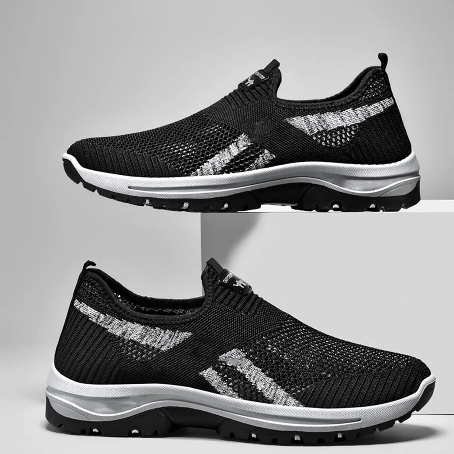 WENOREG Men's Mesh Breathable Slip on Orthopedic Sneaker Loafers,Fashion Outdoor Middle Aged Elderly Comfortable Non Slip Walking Sport Shoes with Arch Support