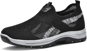 WENOREG Men's Mesh Breathable Slip on Orthopedic Sneaker Loafers,Fashion Outdoor Middle Aged Elderly Comfortable Non Slip Walking Sport Shoes with Arch Support