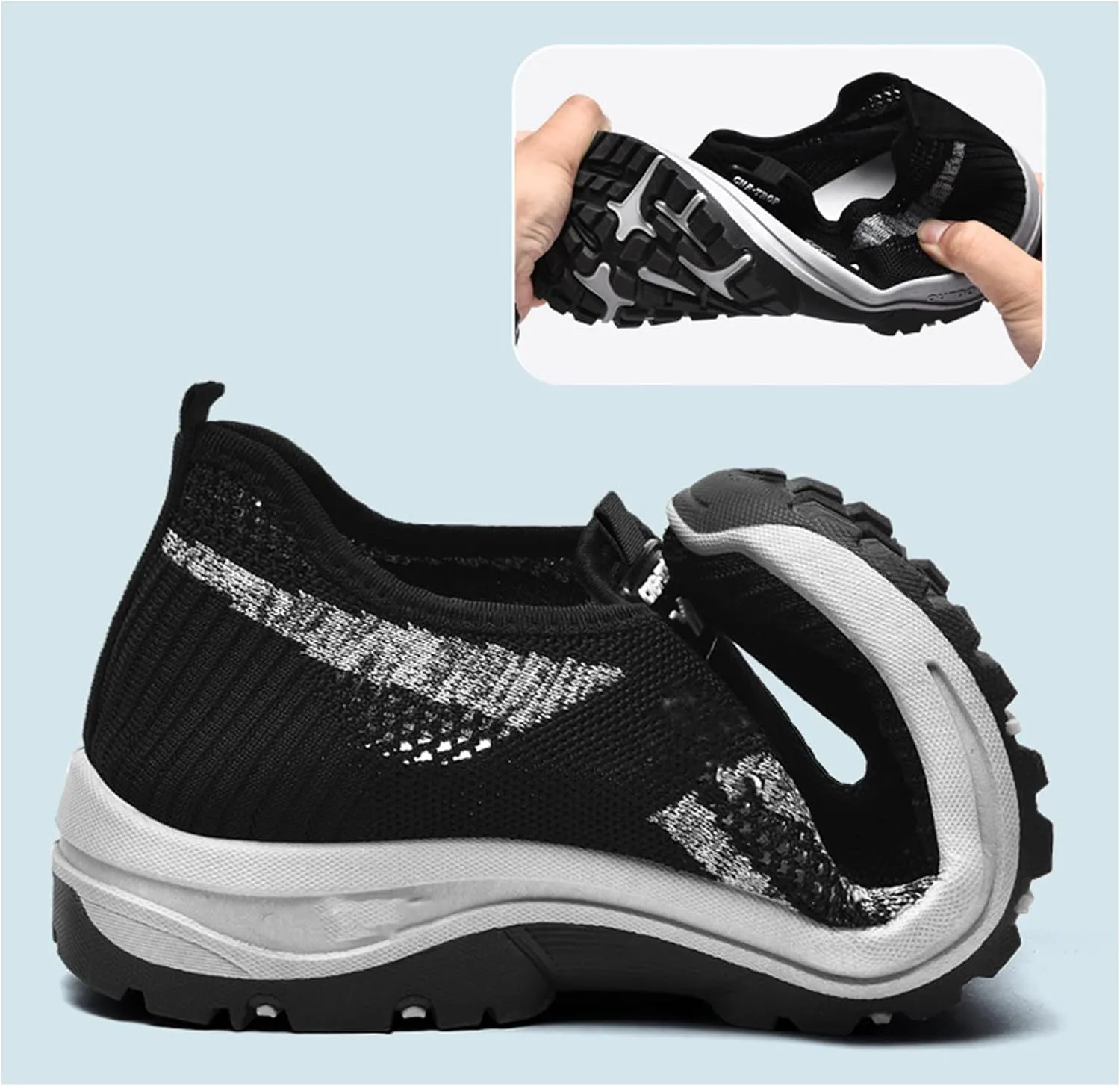 WENOREG Men's Mesh Breathable Slip on Orthopedic Sneaker Loafers,Fashion Outdoor Middle Aged Elderly Comfortable Non Slip Walking Sport Shoes with Arch Support