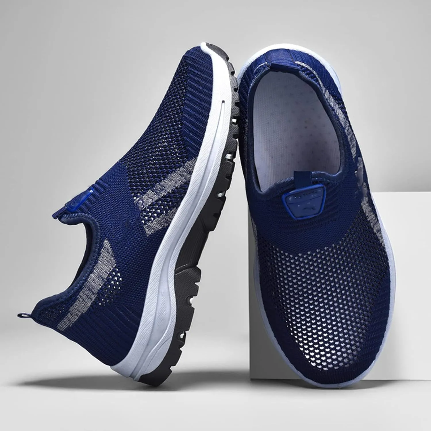 WENOREG Men's Mesh Breathable Slip on Orthopedic Sneaker Loafers,Fashion Outdoor Middle Aged Elderly Comfortable Non Slip Walking Sport Shoes with Arch Support
