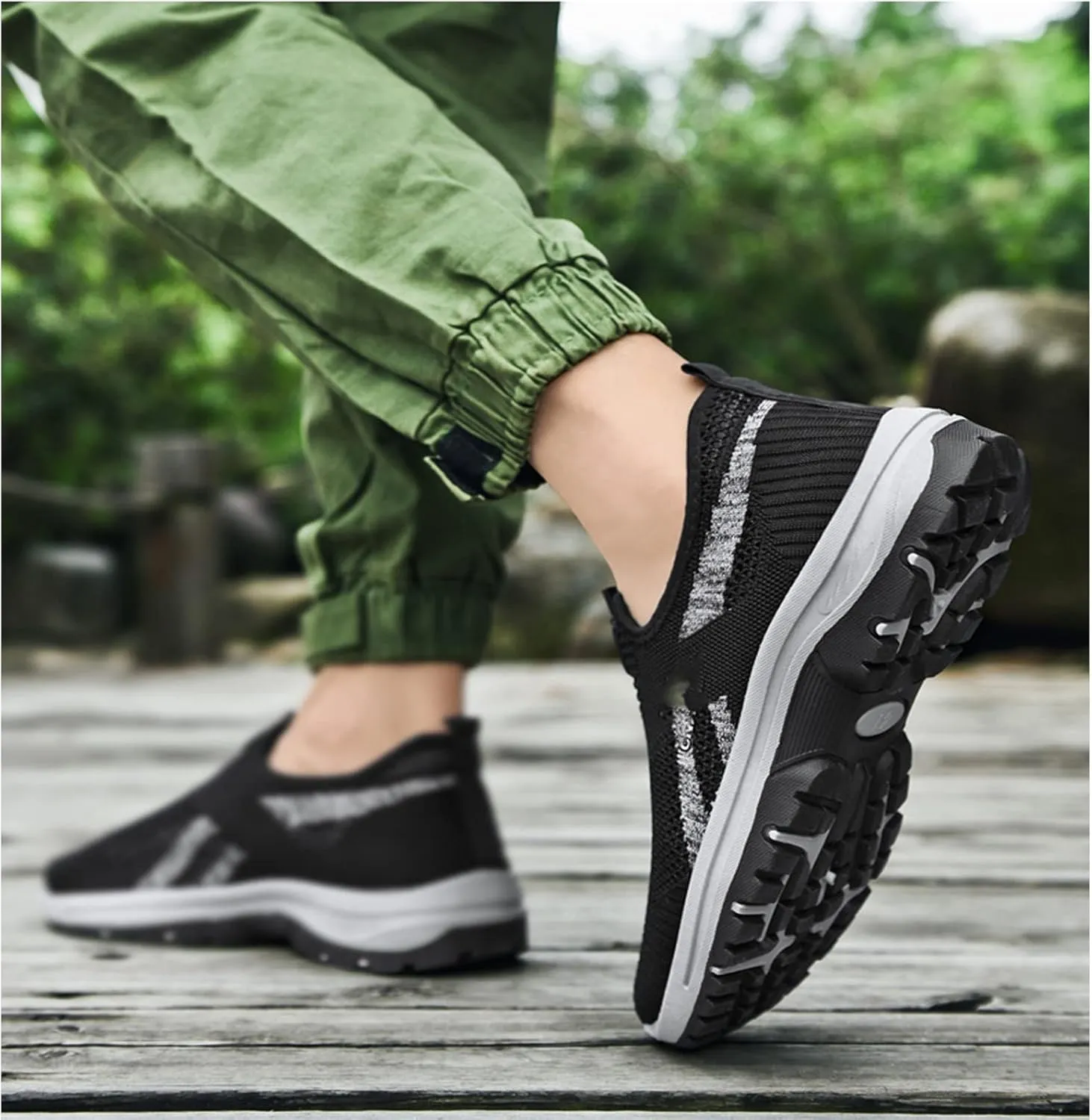 WENOREG Men's Mesh Breathable Slip on Orthopedic Sneaker Loafers,Fashion Outdoor Middle Aged Elderly Comfortable Non Slip Walking Sport Shoes with Arch Support