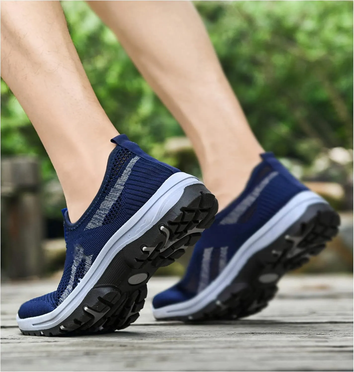 WENOREG Men's Mesh Breathable Slip on Orthopedic Sneaker Loafers,Fashion Outdoor Middle Aged Elderly Comfortable Non Slip Walking Sport Shoes with Arch Support