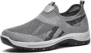 WENOREG Men's Mesh Breathable Slip on Orthopedic Sneaker Loafers,Fashion Outdoor Middle Aged Elderly Comfortable Non Slip Walking Sport Shoes with Arch Support