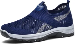 WENOREG Men's Mesh Breathable Slip on Orthopedic Sneaker Loafers,Fashion Outdoor Middle Aged Elderly Comfortable Non Slip Walking Sport Shoes with Arch Support