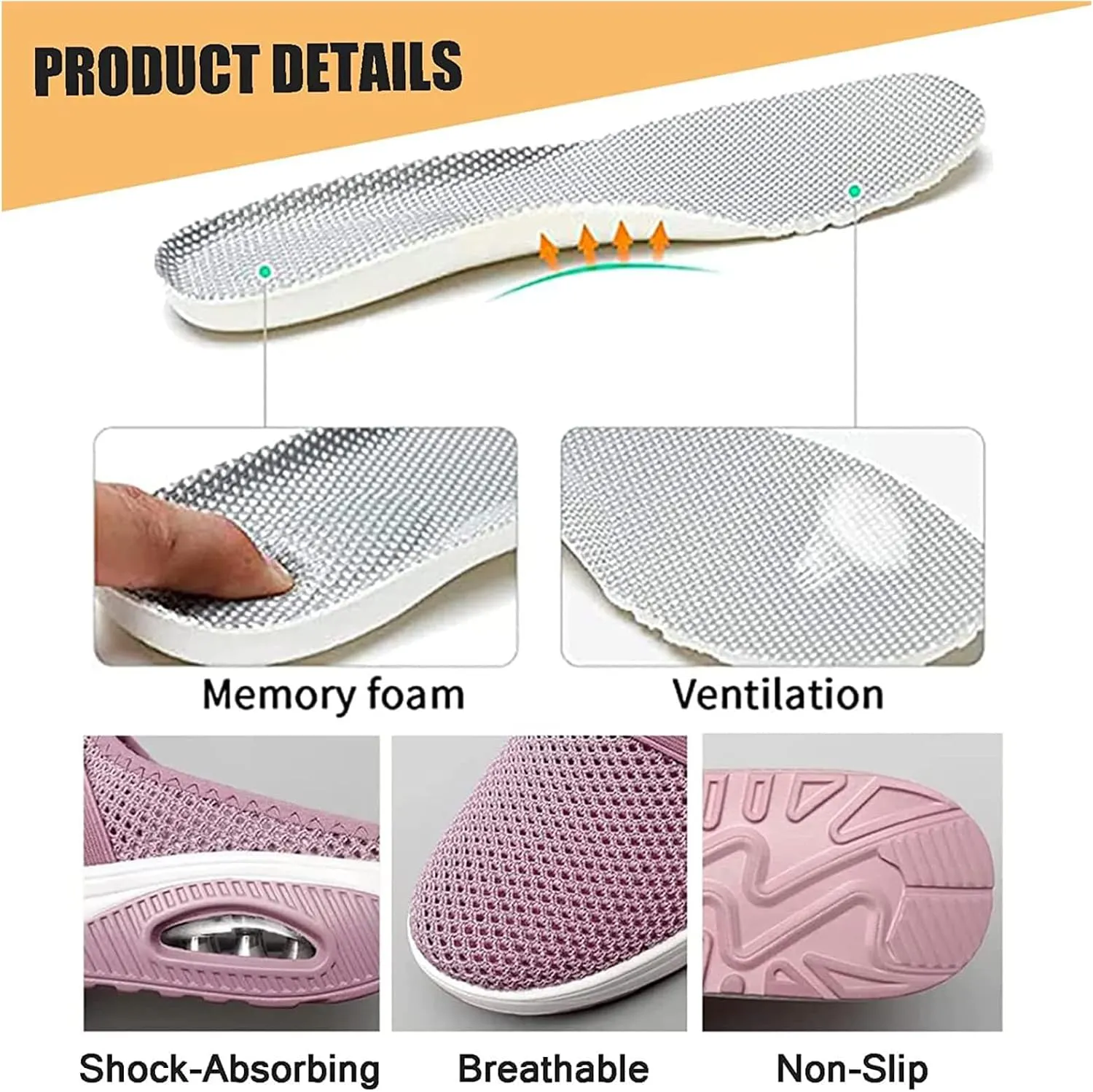 Women's Air Cushion Slip-On Walking Shoes Orthopedic Diabetic Walking Shoes, Orthopedic Shoes for Women