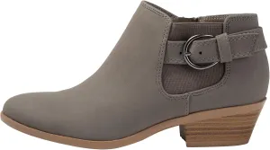 Womens Ankle Boots Side Zipper Buckle Chunky Block Low Heel Round Toe Buckle Bootie Rio