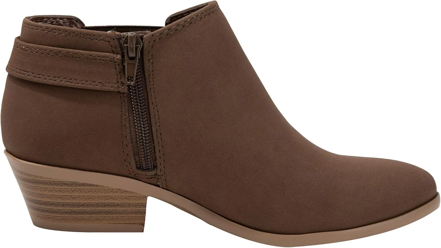 Womens Ankle Boots Side Zipper Buckle Chunky Block Low Heel Round Toe Buckle Bootie Rio