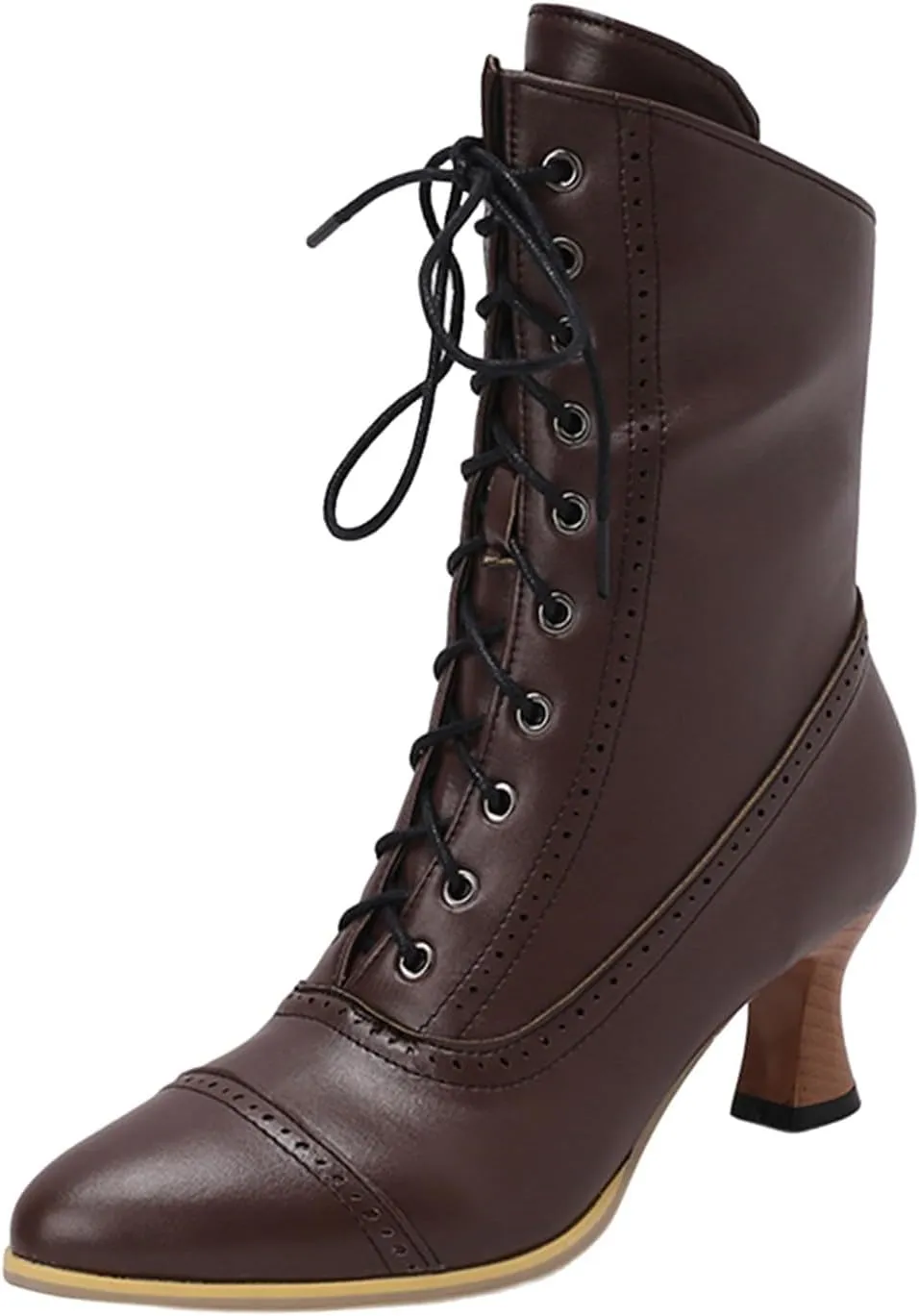 Womens Booties,Women's Ankle Boots Mid Calf Boots Chunky Heel Lace Up Western Booties Winter Zipper Motorcycle Boots