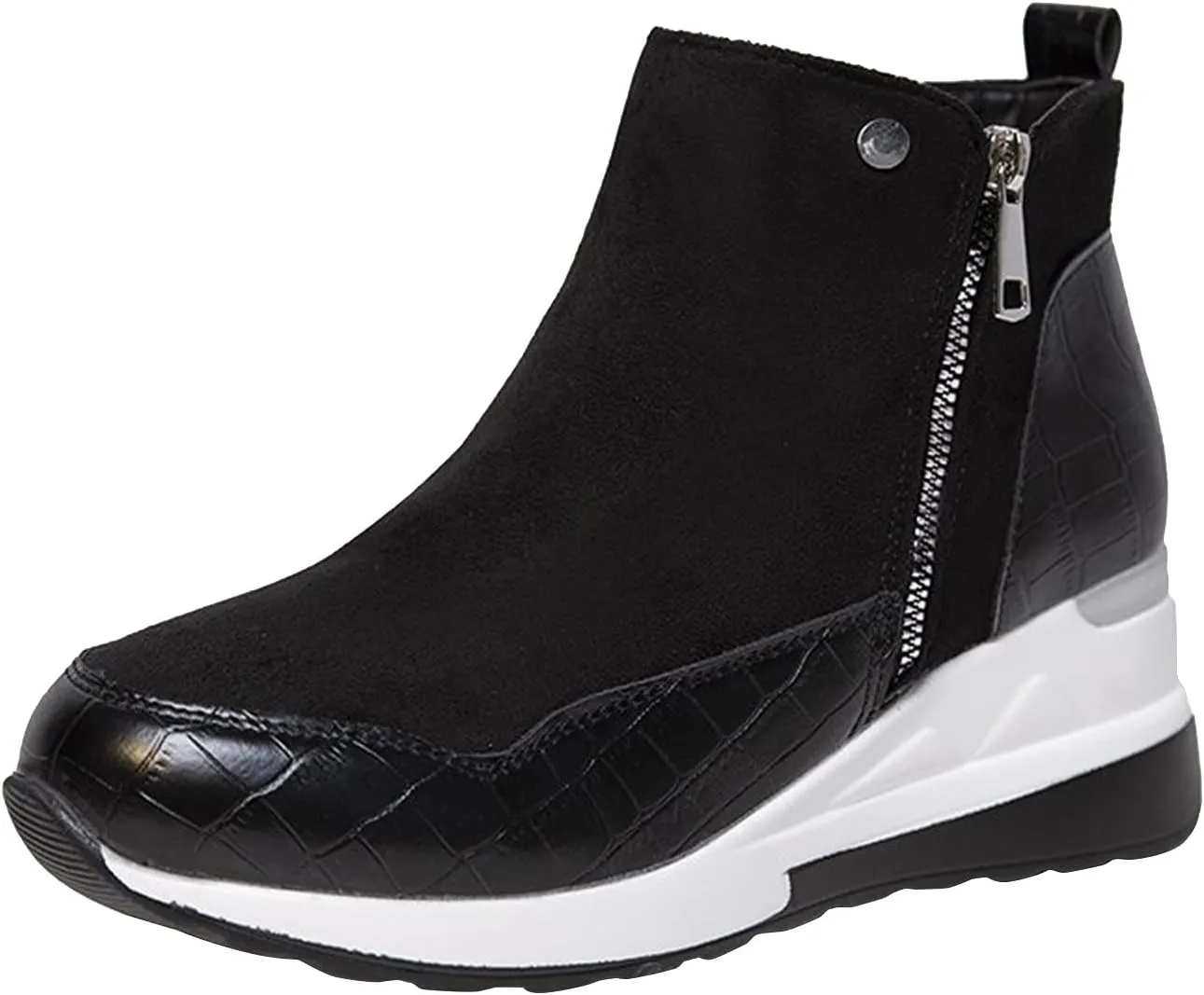 Womens Boots Ankle Women's Boots Botas De Combate Para Mujer Low Booties for Women Womens Ankle Boots Wide toe Box Black Suede Ankle Boots for Women